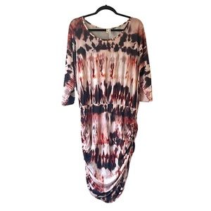 VENUS tie dye 3/4 sleeve cinched midi length dress size large
